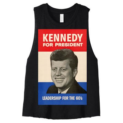 John F. Kennedy 1960 Campaign Vintage Poster Women's Racerback Cropped Tank