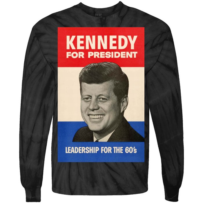 John F. Kennedy 1960 Campaign Vintage Poster Tie-Dye Long Sleeve Shirt