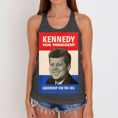 John F. Kennedy 1960 Campaign Vintage Poster Women's Knotted Racerback Tank