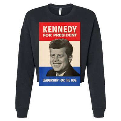 John F. Kennedy 1960 Campaign Vintage Poster Cropped Pullover Crew