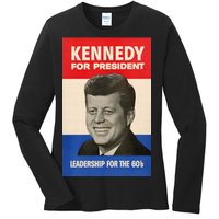 John F. Kennedy 1960 Campaign Vintage Poster Ladies Long Sleeve Shirt