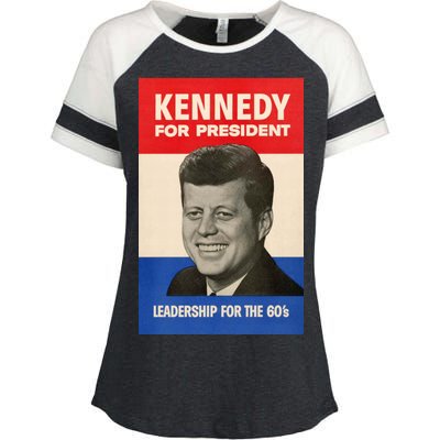 John F. Kennedy 1960 Campaign Vintage Poster Enza Ladies Jersey Colorblock Tee