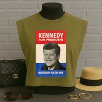 John F. Kennedy 1960 Campaign Vintage Poster Garment-Dyed Women's Muscle Tee
