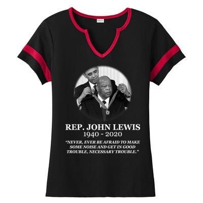 John Lewis Medal Of Freedom RIP 1940-2020 Ladies Halftime Notch Neck Tee