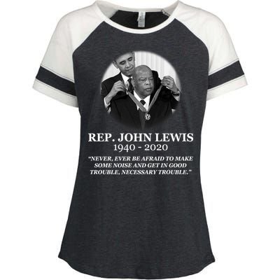 John Lewis Medal Of Freedom RIP 1940-2020 Enza Ladies Jersey Colorblock Tee