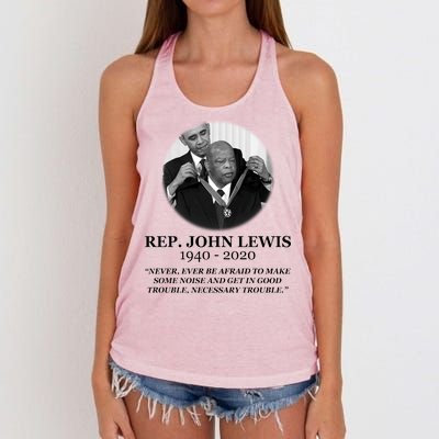 John Lewis Medal Of Freedom RIP 1940-2020 Women's Knotted Racerback Tank