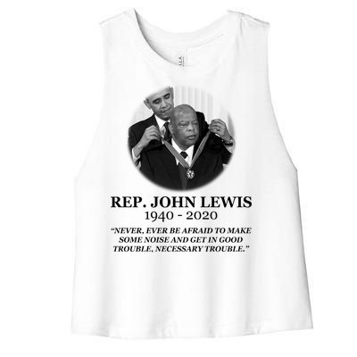 John Lewis Medal Of Freedom RIP 1940-2020 Women's Racerback Cropped Tank