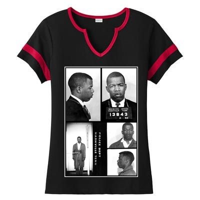 John Lewis Mug Shots Civil Rights Leader Ladies Halftime Notch Neck Tee