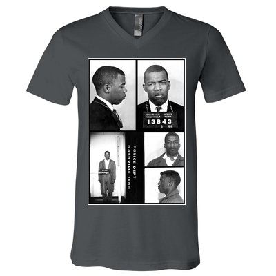 John Lewis Mug Shots Civil Rights Leader V-Neck T-Shirt