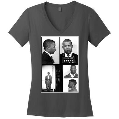 John Lewis Mug Shots Civil Rights Leader Women's V-Neck T-Shirt