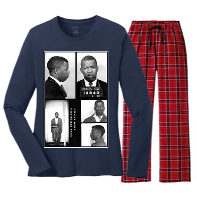 John Lewis Mug Shots Civil Rights Leader Women's Long Sleeve Flannel Pajama Set 