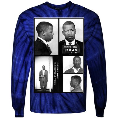 John Lewis Mug Shots Civil Rights Leader Tie-Dye Long Sleeve Shirt