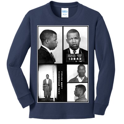 John Lewis Mug Shots Civil Rights Leader Kids Long Sleeve Shirt