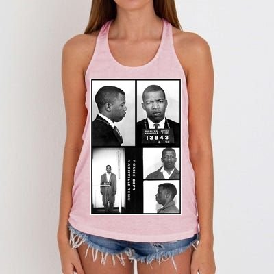 John Lewis Mug Shots Civil Rights Leader Women's Knotted Racerback Tank