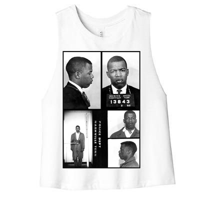 John Lewis Mug Shots Civil Rights Leader Women's Racerback Cropped Tank