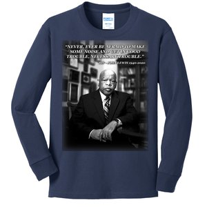 John Lewis Portrait Quote 1940-2020 Tribute Kids Long Sleeve Shirt