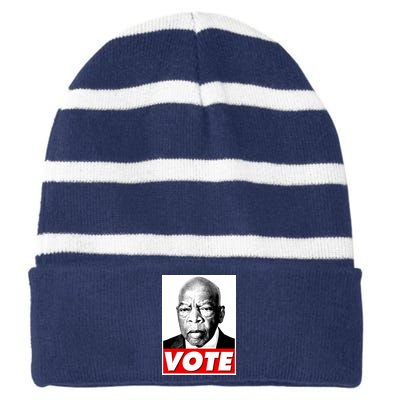 John Lewis Tribute Vote Poster Striped Beanie with Solid Band