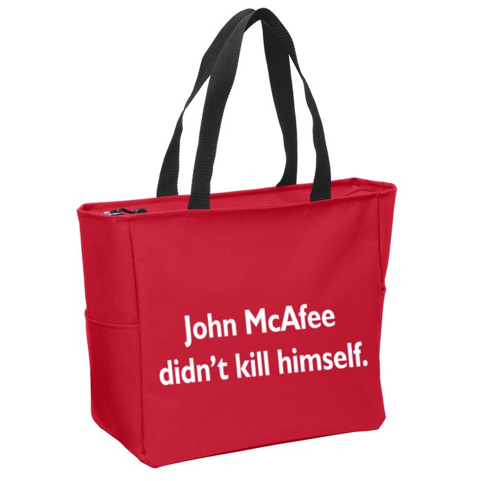 John McAfee Didn't Kill Himself Zip Tote Bag