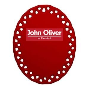 John Oliver For President Ceramic Oval Ornament