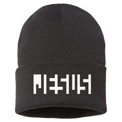 Jesus Optical Illusion A Glimpse Beyond Perception Sustainable Knit Beanie