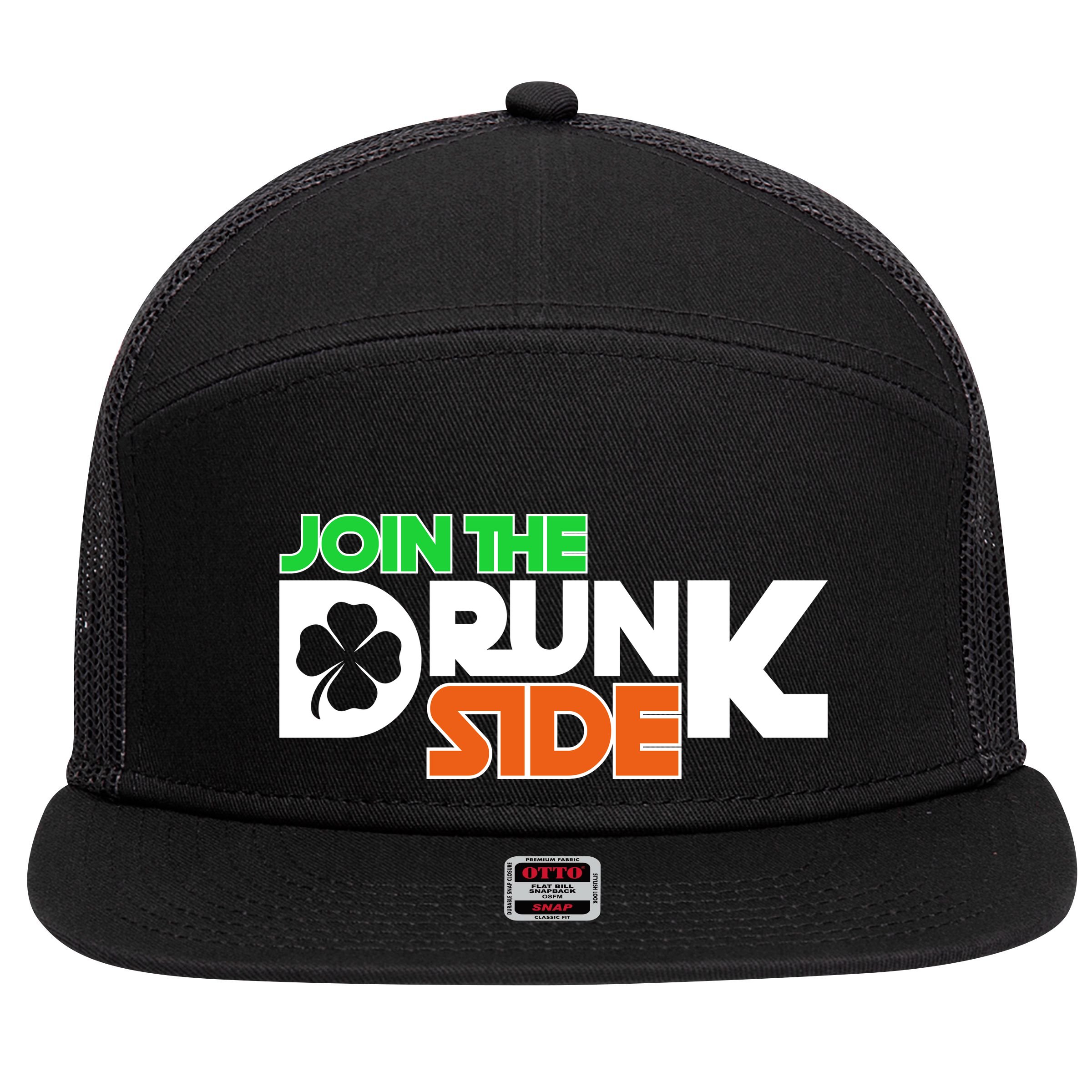 Join The Drunk Side St. Patrick's Day 7 Panel Mesh Trucker Snapback Hat