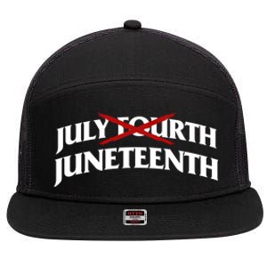 Juneteenth Over July 4th Novelty Juneteenth Gift 7 Panel Mesh Trucker Snapback Hat