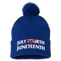 Juneteenth Over July 4th Novelty Juneteenth Gift Pom Pom 12in Knit Beanie