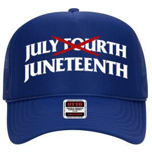 Juneteenth Over July 4th Novelty Juneteenth Gift High Crown Mesh Back Trucker Hat