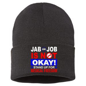 Jab Or Job Is Not Okay Medical Freedom Nurses Sustainable Knit Beanie