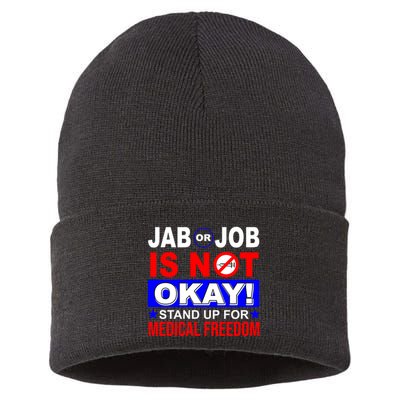 Jab Or Job Is Not Okay Medical Freedom Nurses Sustainable Knit Beanie