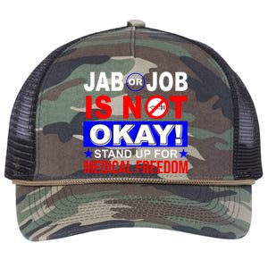 Jab Or Job Is Not Okay Medical Freedom Nurses Retro Rope Trucker Hat Cap