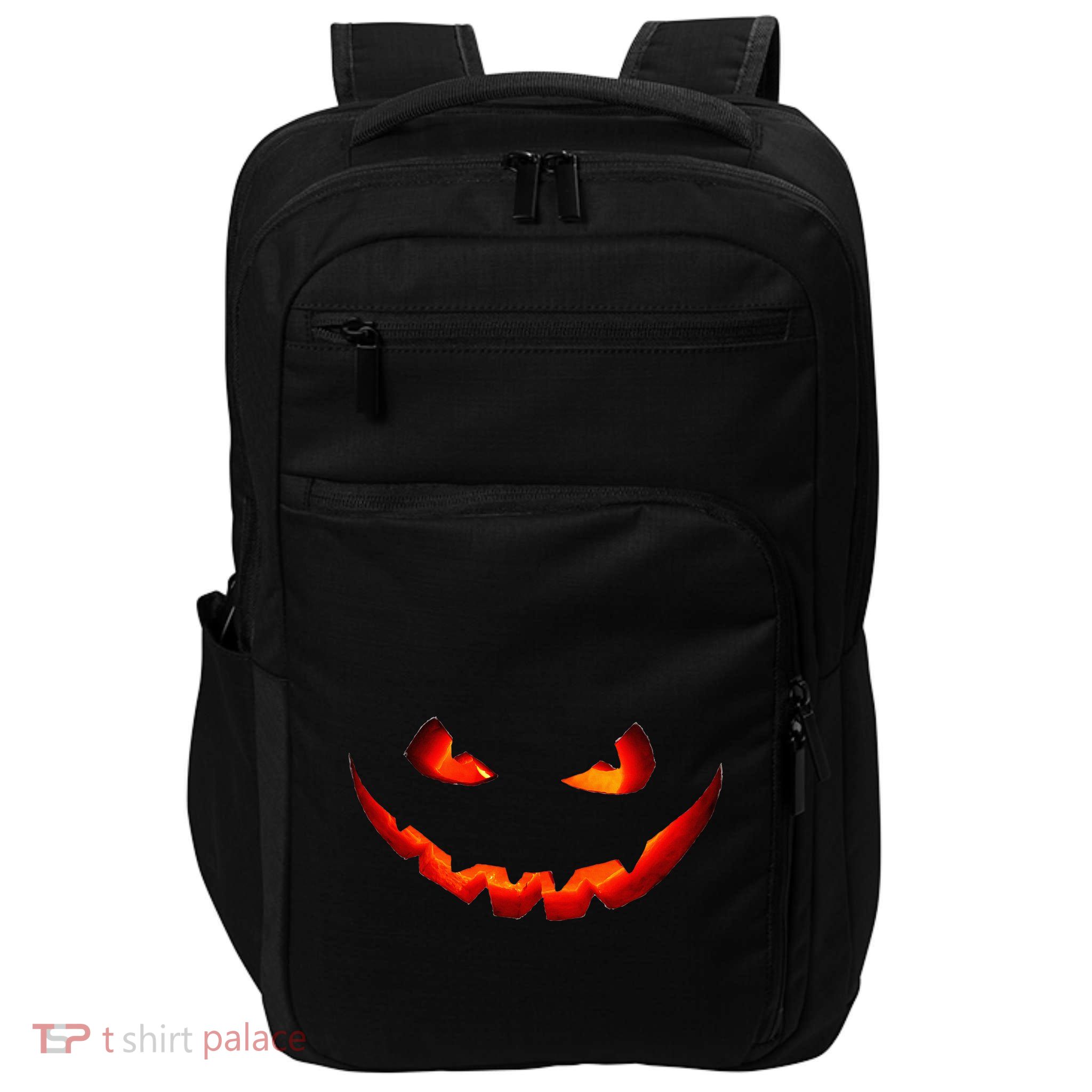 Jack O Lantern Scary Carved Pumpkin Face Halloween Costume Impact Tech Backpack