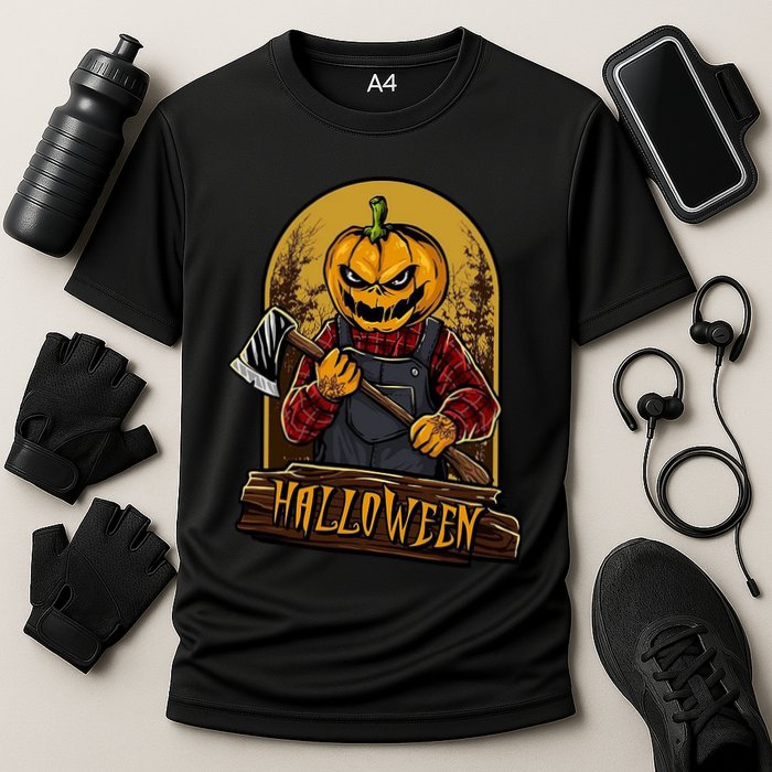 Jack O Lantern Reaper Pumpkin Cooling Performance Crew T-Shirt