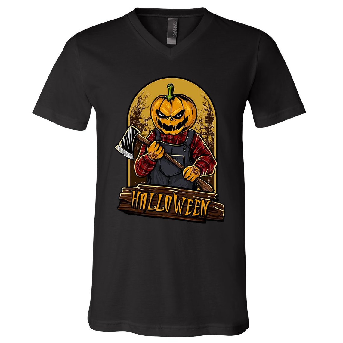 Jack O Lantern Reaper Pumpkin V-Neck T-Shirt