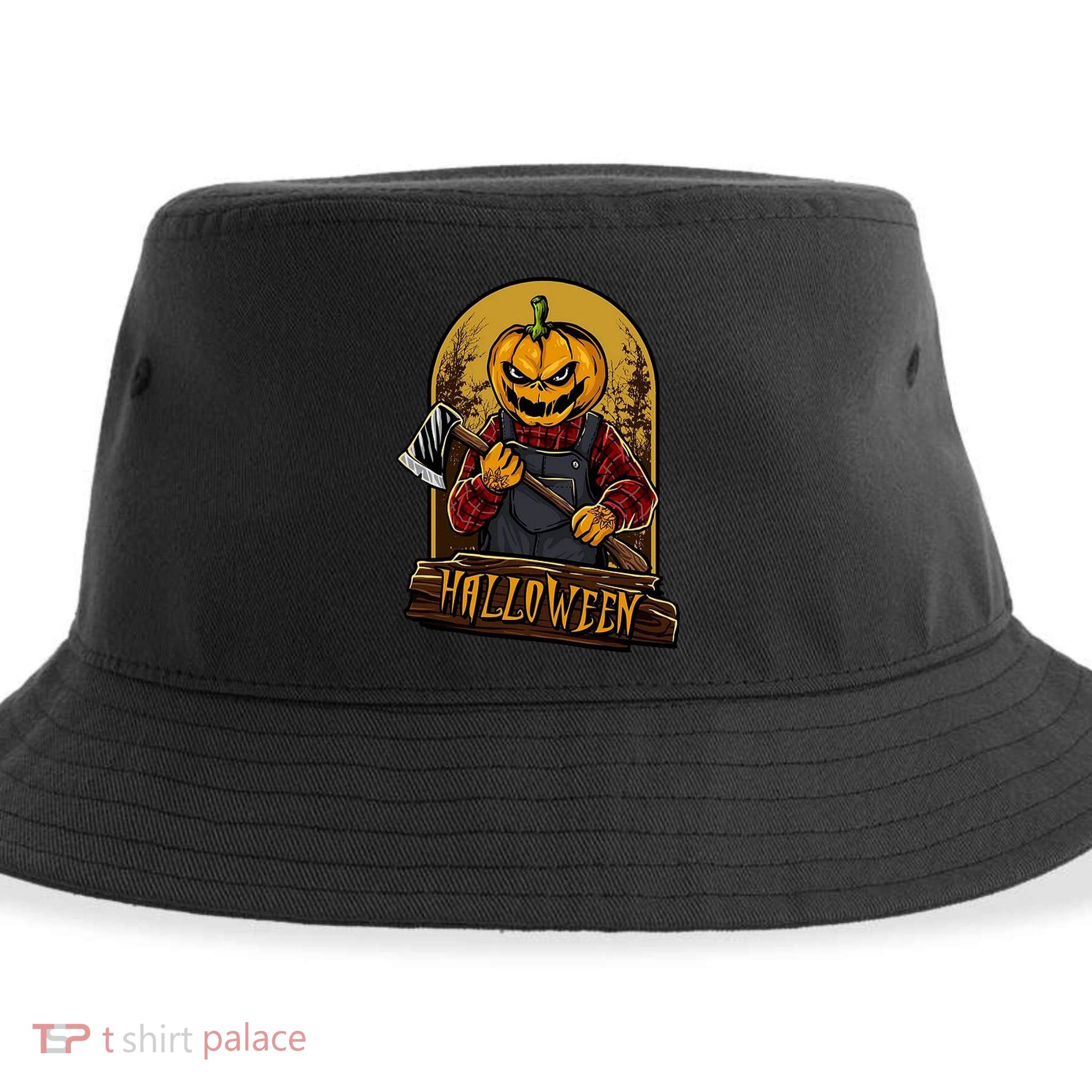 Jack O Lantern Reaper Pumpkin Sustainable Bucket Hat