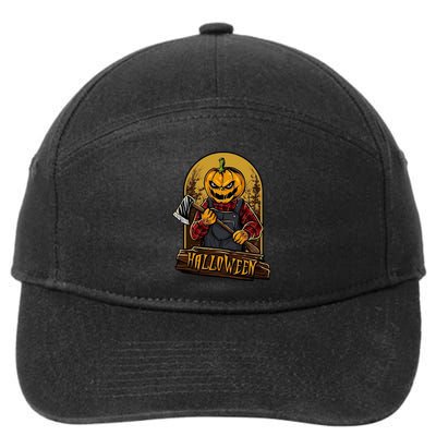 Jack O Lantern Reaper Pumpkin 7-Panel Snapback Hat