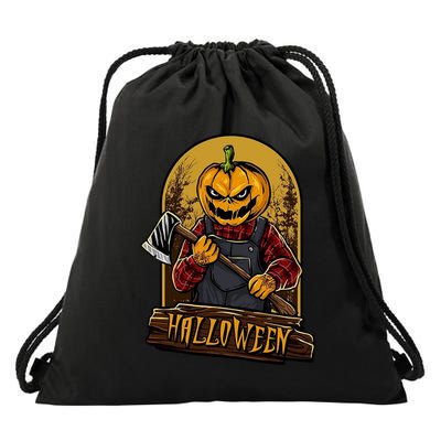 Jack O Lantern Reaper Pumpkin Drawstring Bag