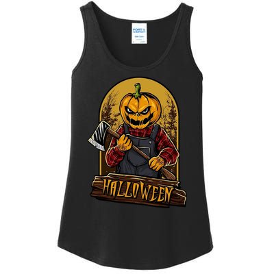 Jack O Lantern Reaper Pumpkin Ladies Essential Tank