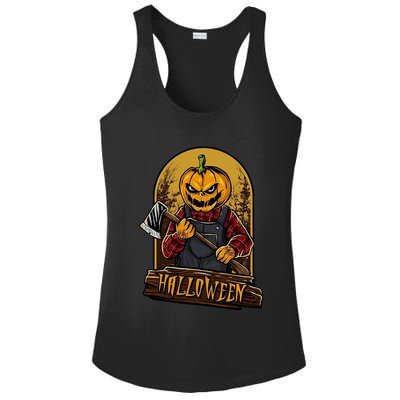 Jack O Lantern Reaper Pumpkin Ladies PosiCharge Competitor Racerback Tank