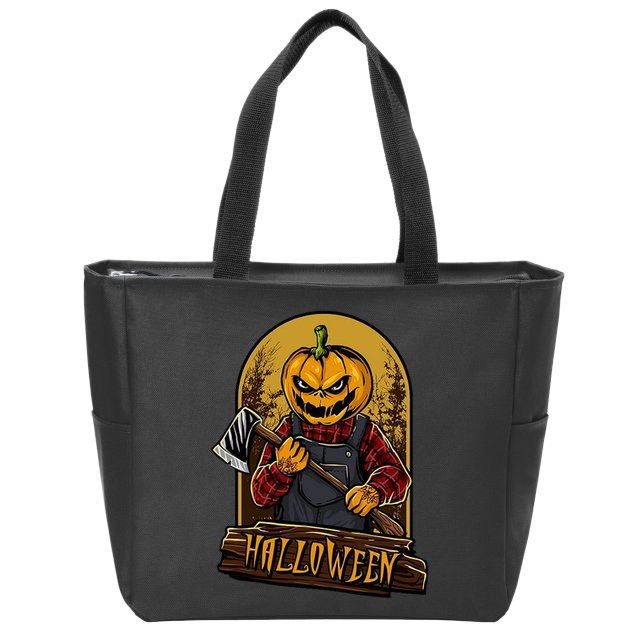 Jack O Lantern Reaper Pumpkin Zip Tote Bag