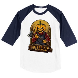 Jack O Lantern Reaper Pumpkin Baseball Sleeve Shirt