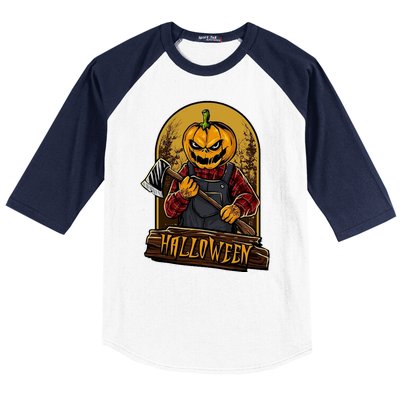 Jack O Lantern Reaper Pumpkin Baseball Sleeve Shirt