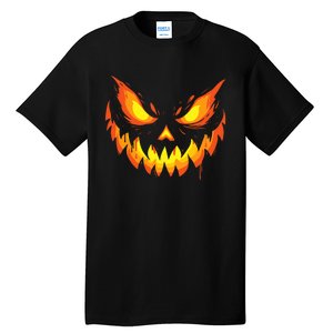 Jack O Lantern Scary Carved Pumpkin Face Halloween Tall T-Shirt