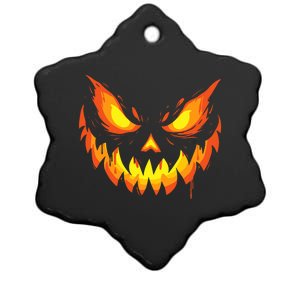 Jack O Lantern Scary Carved Pumpkin Face Halloween Ceramic Star Ornament