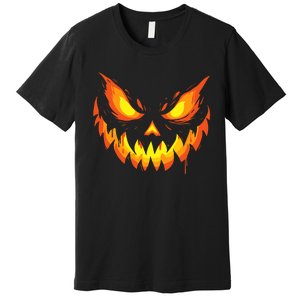 Jack O Lantern Scary Carved Pumpkin Face Halloween Premium T-Shirt