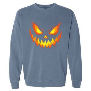 Jack O Lantern Scary Carved Pumpkin Face Halloween Garment-Dyed Sweatshirt