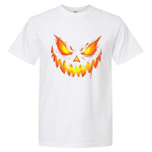 Jack O Lantern Scary Carved Pumpkin Face Halloween Garment-Dyed Heavyweight T-Shirt