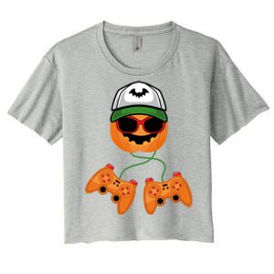 Jack O Lantern Halloween Gaming Gamer Meaningful Gift Women's Crop Top Tee