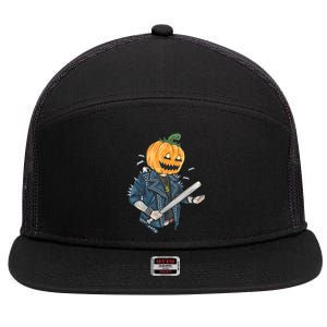 Jack O Lantern Gangster Gang 7 Panel Mesh Trucker Snapback Hat