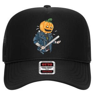 Jack O Lantern Gangster Gang High Crown Mesh Back Trucker Hat